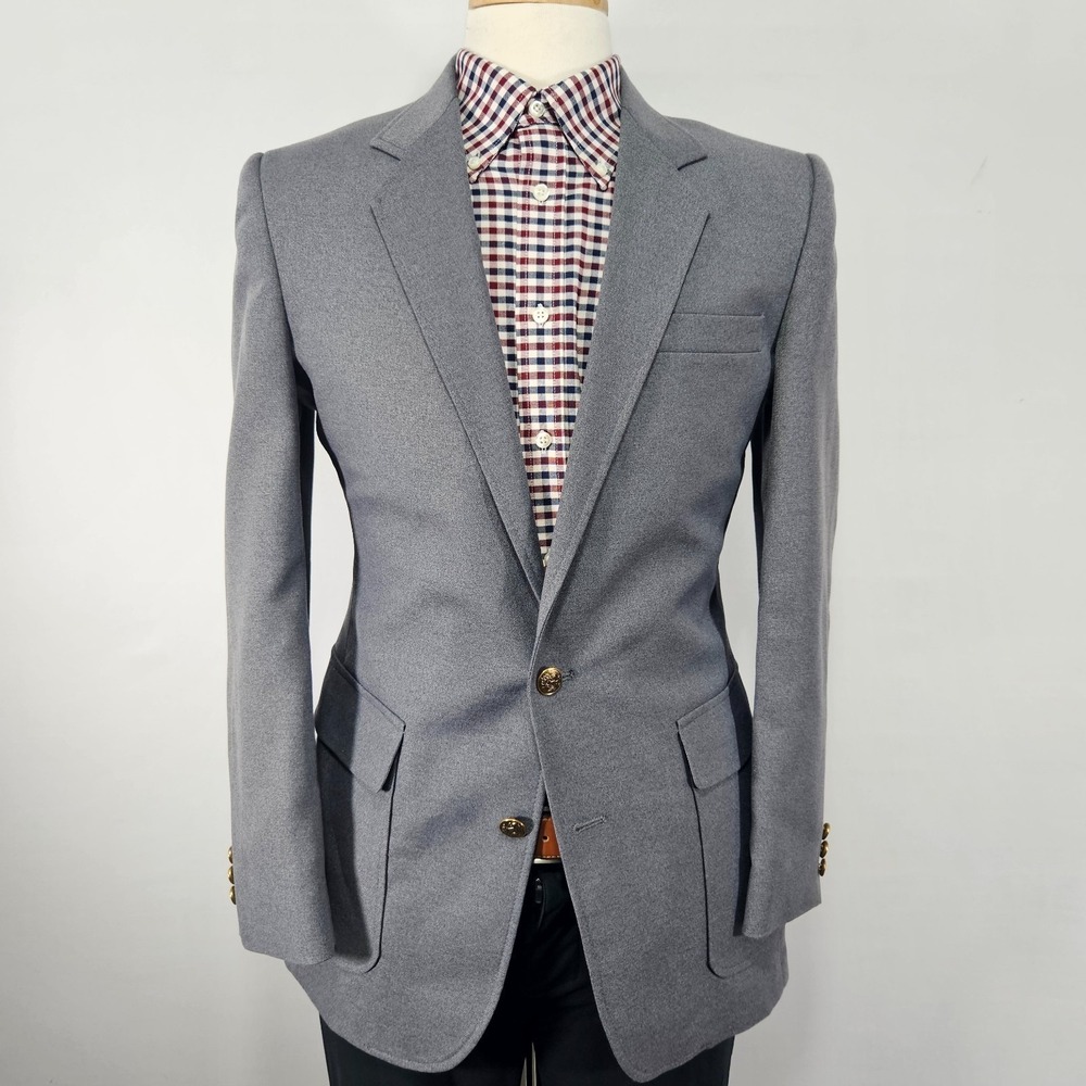 Haggar Men's Sport Coat Blazer Two Button Gray Poly Blend Magic Stretch 38R